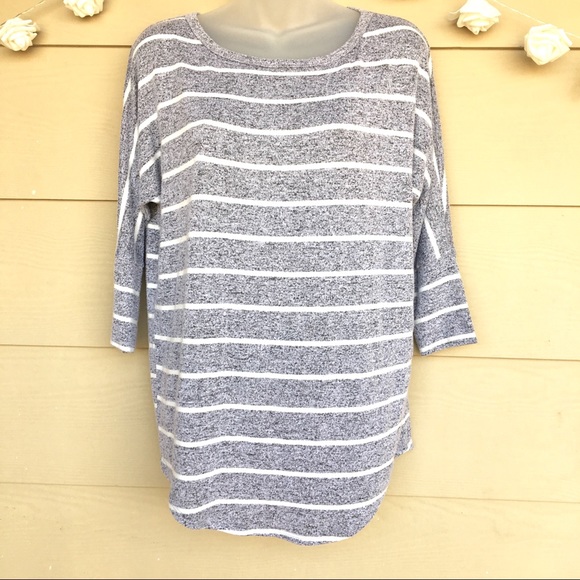 Market & Spruce Tops - Market & Spruce Stitch Fix Gray White Stripe Top